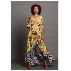 Farm Rio Sunlit Floral Maxi Wrap Dress Size XS